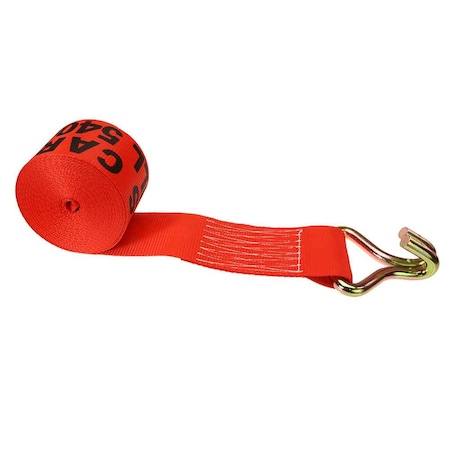4 X 30' Red Winch Strap With Wire Hook